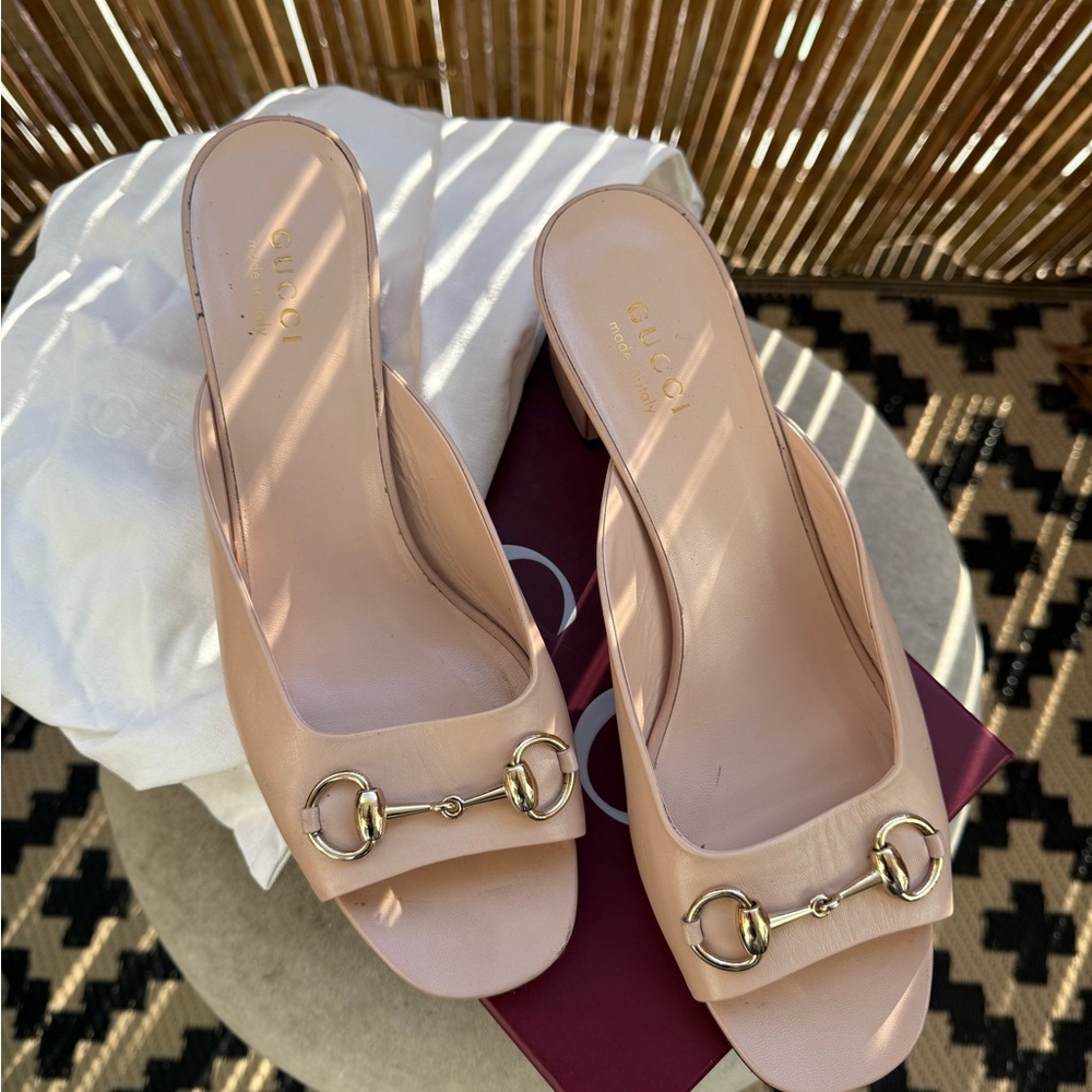 Gucci Light Pink Horsebit Slides